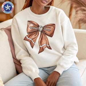 Coquette Football Bow Shirt Football Bow Sweatshirt, Football Mom Hoodie, Football Season Sweater, Football Sport Sleeve, Football Tshirt