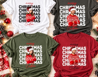 Comfort Colors® Custom Family Christmas Photo Shirt, Merry Memories Shirt Xmas Matching Picture Tshirt, Christmas Gift Shirt Funny Christmas