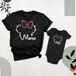 Disney Minnie Mama Mini Mothers Day Gift Shirt Tee, Disney Custom Birthday Shirt, Mommy Daughter Outfits, Minnie Mouse Disney Mom Family Tee
