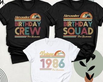 Retro Vintage 1986 Birthday Shirt, Custom Birthday Trip T-Shirt, 40th Birthday Outfit, Family Bday Group Tee, Personalized Crew Shirt