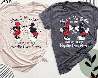 Disney Couple Shirts Anniversary Matching Tee, Wife Husband Disneyland Shirt, Just Married Tshirt, Disneyworld Wedding Tees, Bride Groom Tee