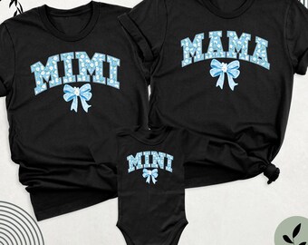 Mama Mini Floral Bow Mother day Shirts Shirt, Mommy and Me Tshirt, Custom New Mama Shirt, Mother Daughter family Mama Mini Matching Shirt