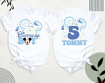 Personalized Disney Birthday Boy Mickey Mouse Shirt, Custom Disneyland Birthday Outfit, Kids Birthday Tshirt, Age Front and Back Design Tee