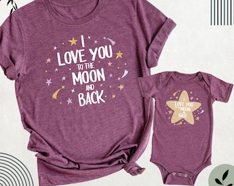 Mommy and Me Mini Mothers Day Matching Shirt, I love You To The Moon And Back Shirt, Mama Mom Gift Tee Shirt, Mother Daughter family Shirt