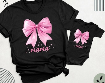 Mama Mini Pink Bow Shirts, Mothers Day Shirt, Mommy Daughter Matching Tee, Mommy and Me Shirts, Mimi and Me Shirt, Mother Daughter Shirts