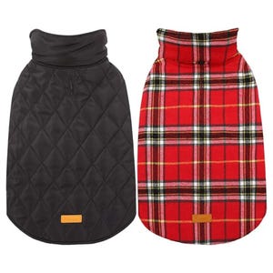 Dog Winter Coat | Reversible Waterproof Dog Jacket | Warm Fleece Lined Pet Clothes for Small Medium Large Dogs
