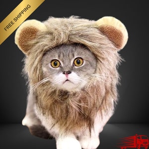 Cat Lion Mane Costume - Mane Wig with Ears for Small to Large Cats & Puppies, Pet Christmas Halloween Costume,Birthday Party Cosplay Apparel