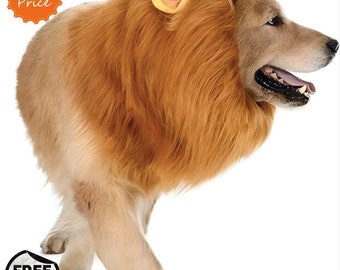 Dog Lion Mane Costume: Realistic Pet Halloween Wig (M-XL)