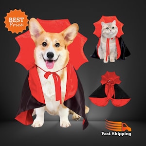Dracula Costume Dog and Cat | Vampire Cloak Costume – Pet Devil Cape Small - Medium Dogs Cats and Puppies Perfect Halloween Gift Idea