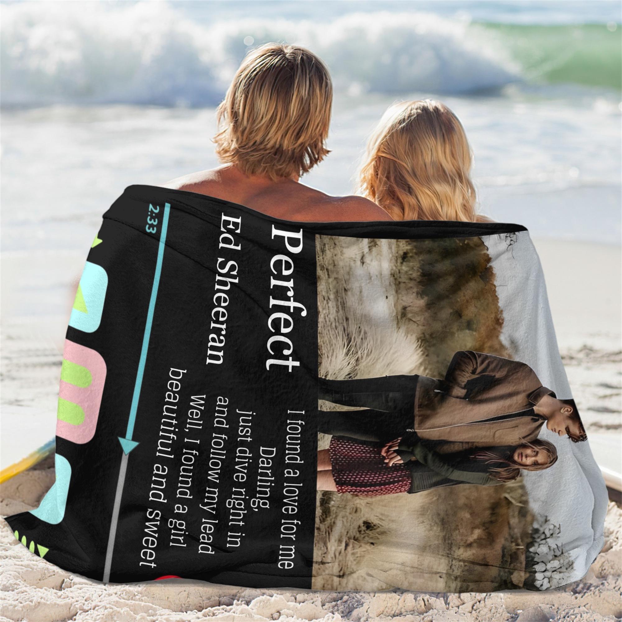 Custom Music Player Blanket | Blanket With a Photo | Photo Blanket With Your Song | Family or Couple Gift
