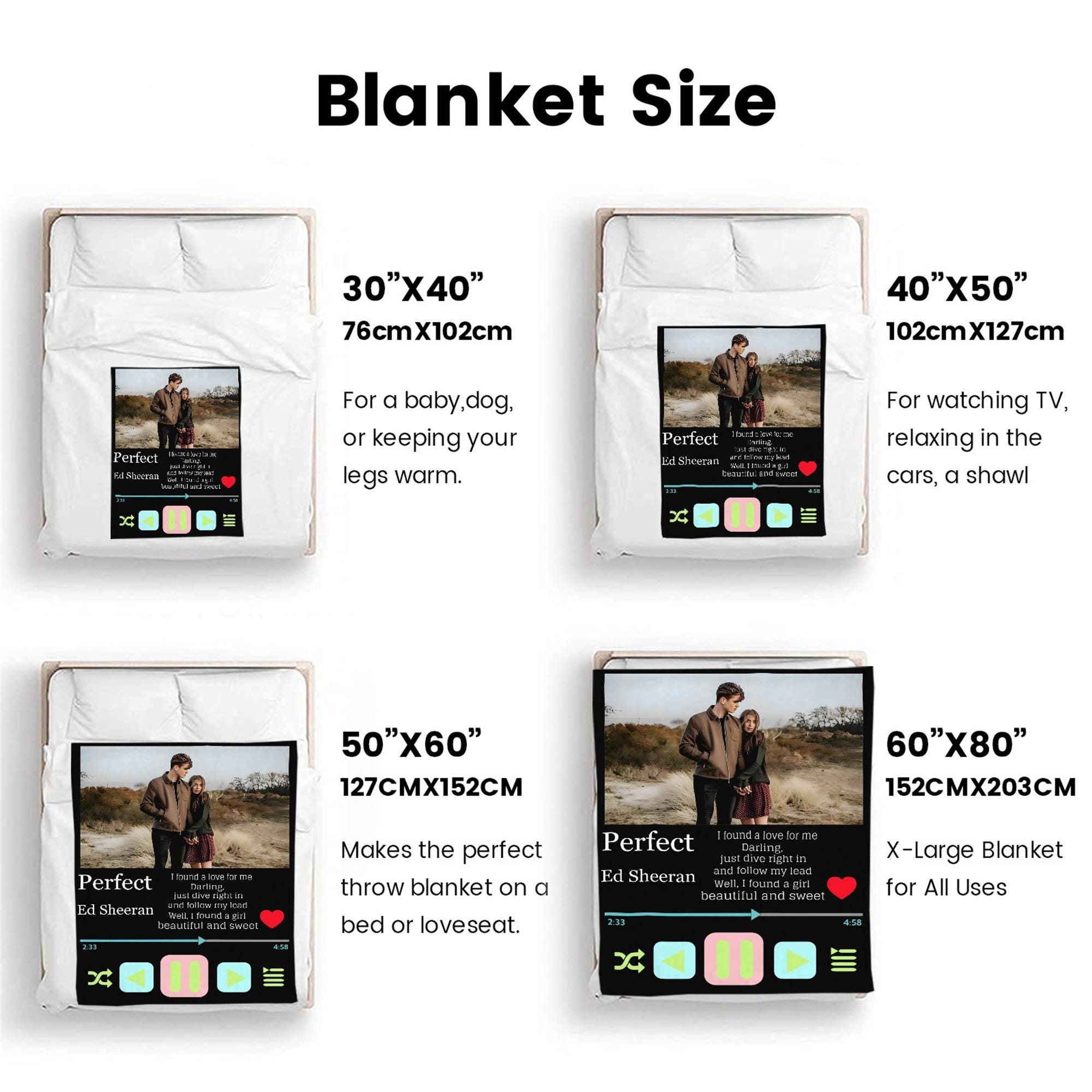 Custom Music Player Blanket | Blanket With a Photo | Photo Blanket With Your Song | Family or Couple Gift