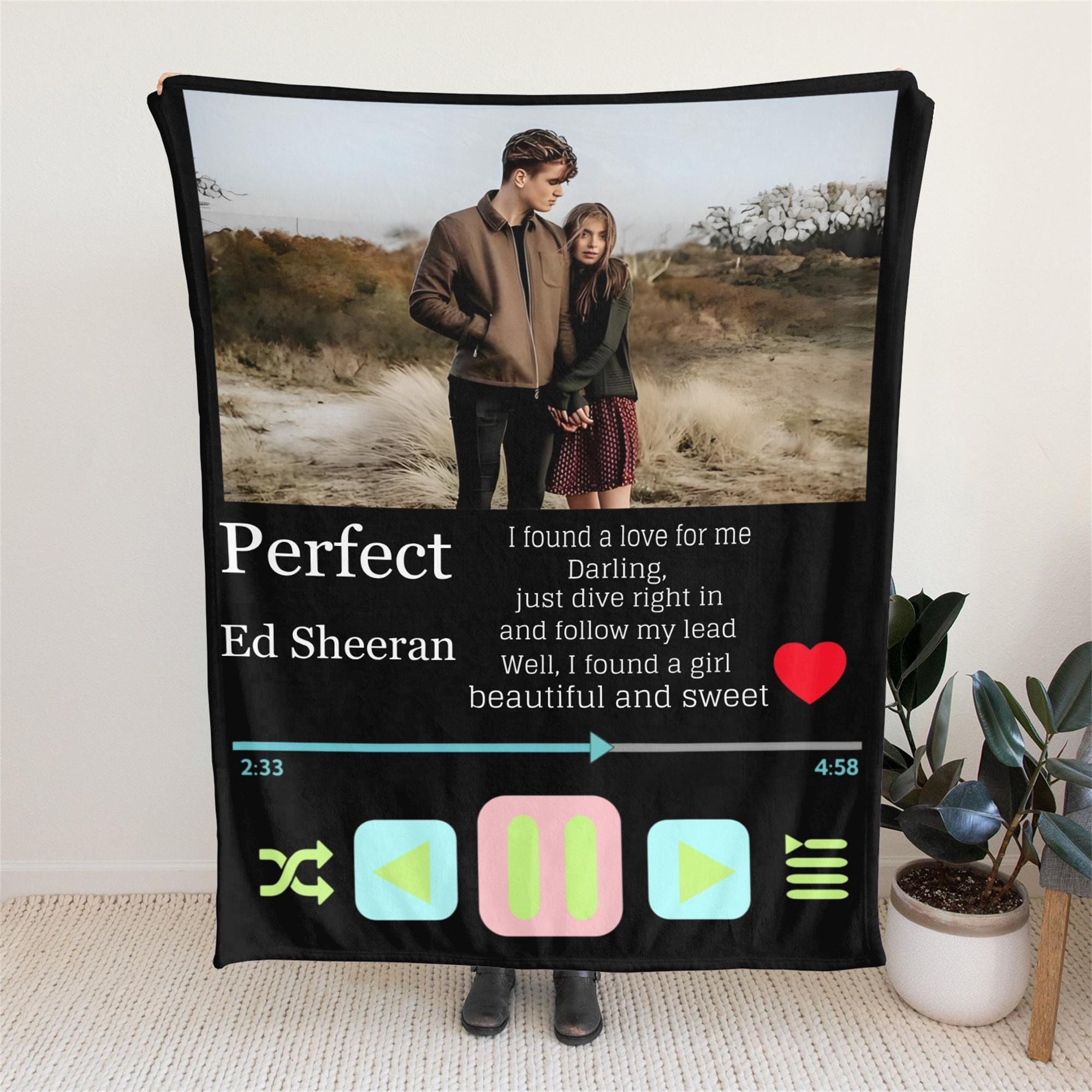 Custom Music Player Blanket | Blanket With a Photo | Photo Blanket With Your Song | Family or Couple Gift