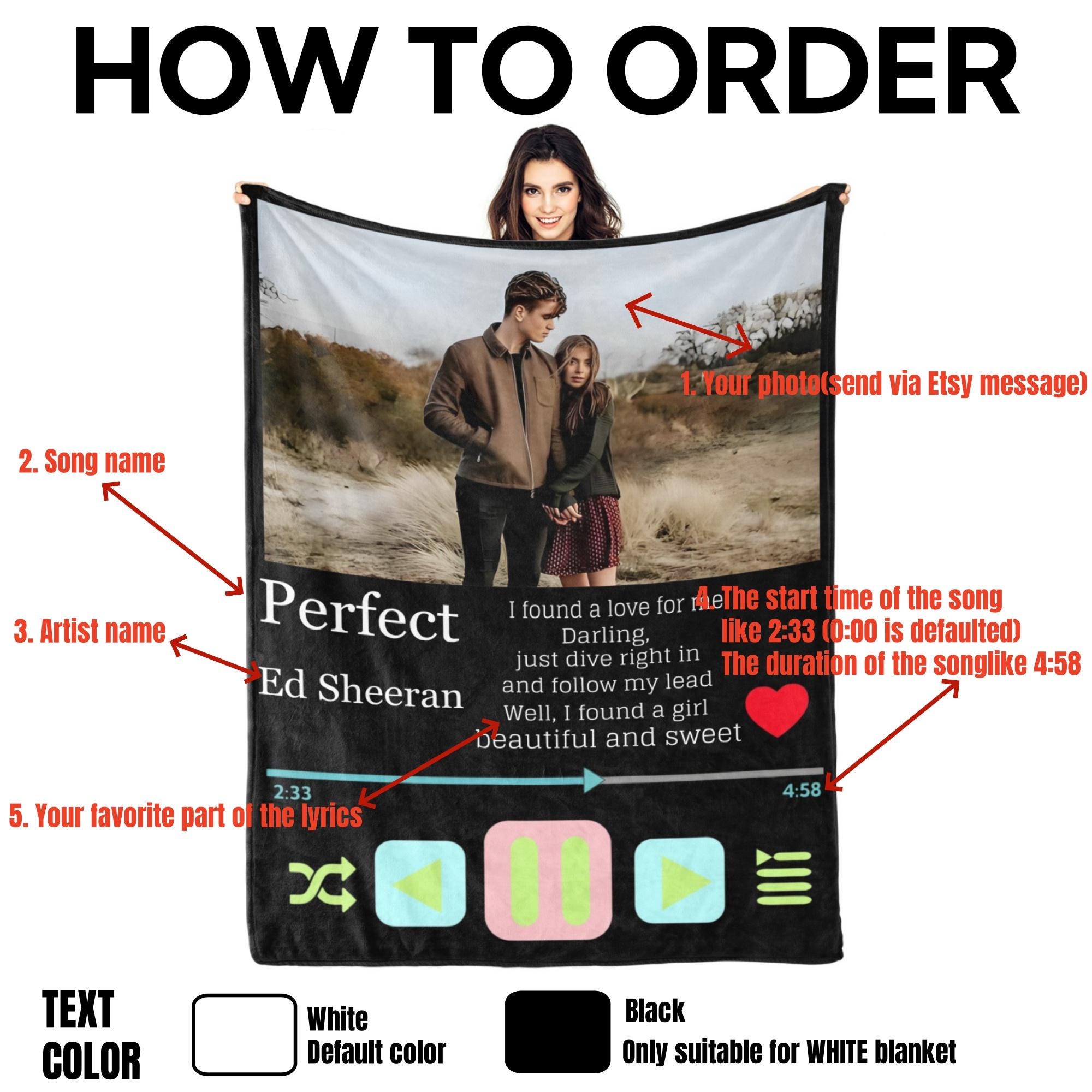 Custom Music Player Blanket | Blanket With a Photo | Photo Blanket With Your Song | Family or Couple Gift
