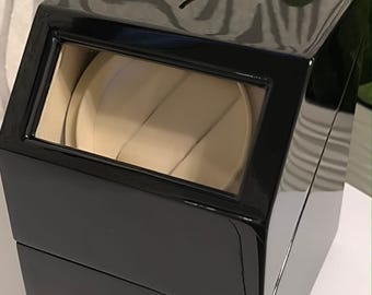 Rotary Single Automatic Watch Winder Box, Black Piano Gloss Display Case