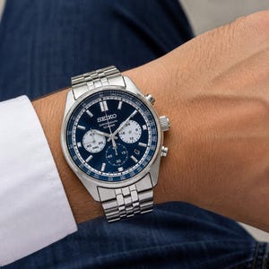 Seiko SSB427P1 Herren-Chronograph: Blaues Zifferblatt, Edelstahl, japanisches Quarzwerk, Geschenk