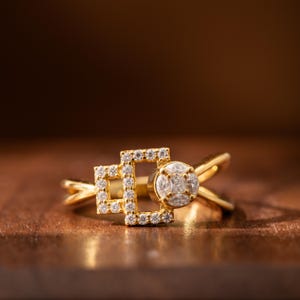 Geometric Moissanite Ring: 925 Sterling Silver Valentine&#39;s Gift
