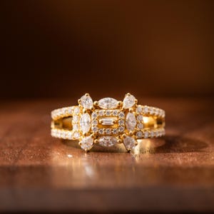 Vintage-Inspired Moissanite Cluster Ring - 925 Sterling Silver Luxury Wedding Band, Anniversary Gift for Her