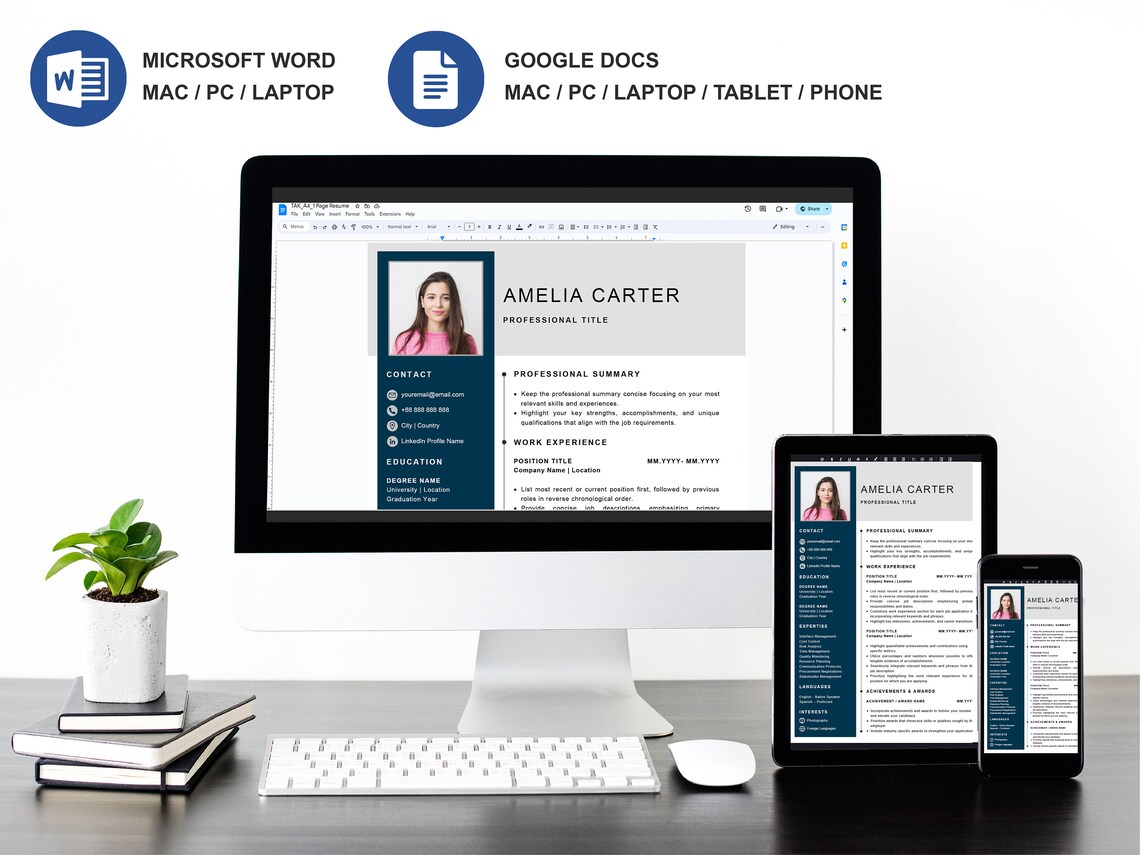 Resume Template for Google Docs and Microsoft Word Professional Resume Resume Template for Google Docs and Microsoft Word Professional Resume