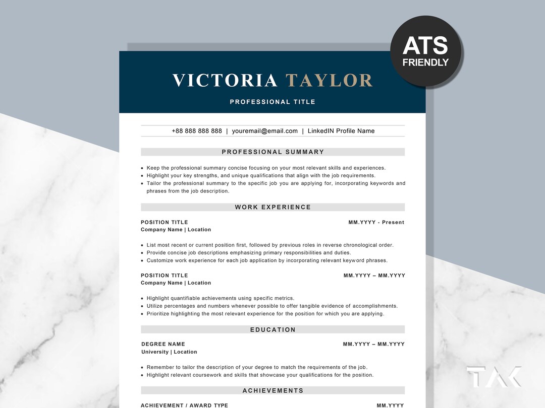 ATS Friendly Resume Template for Google Docs and Microsoft Word ...