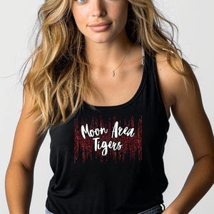 Moon Area Tigers Tank, School Spirit Tank Top, Glitter Sports Mom Gifts, Student Summer Spirit Tank, Unisex Jersey Tank