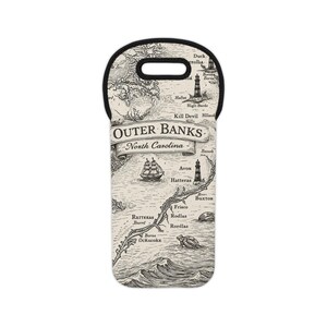Outer Banks map wine tote Bag | North Carolina coastal nautical bottle carrier image 4