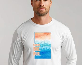 Triathlon Performance Long Sleeve Shirt, Motivation Tee, Sports Apparel, Race Compete Shirt
