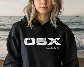 OBX Outer Banks Map Back Print Hoodie | OBX Logo Travel Sweatshirt