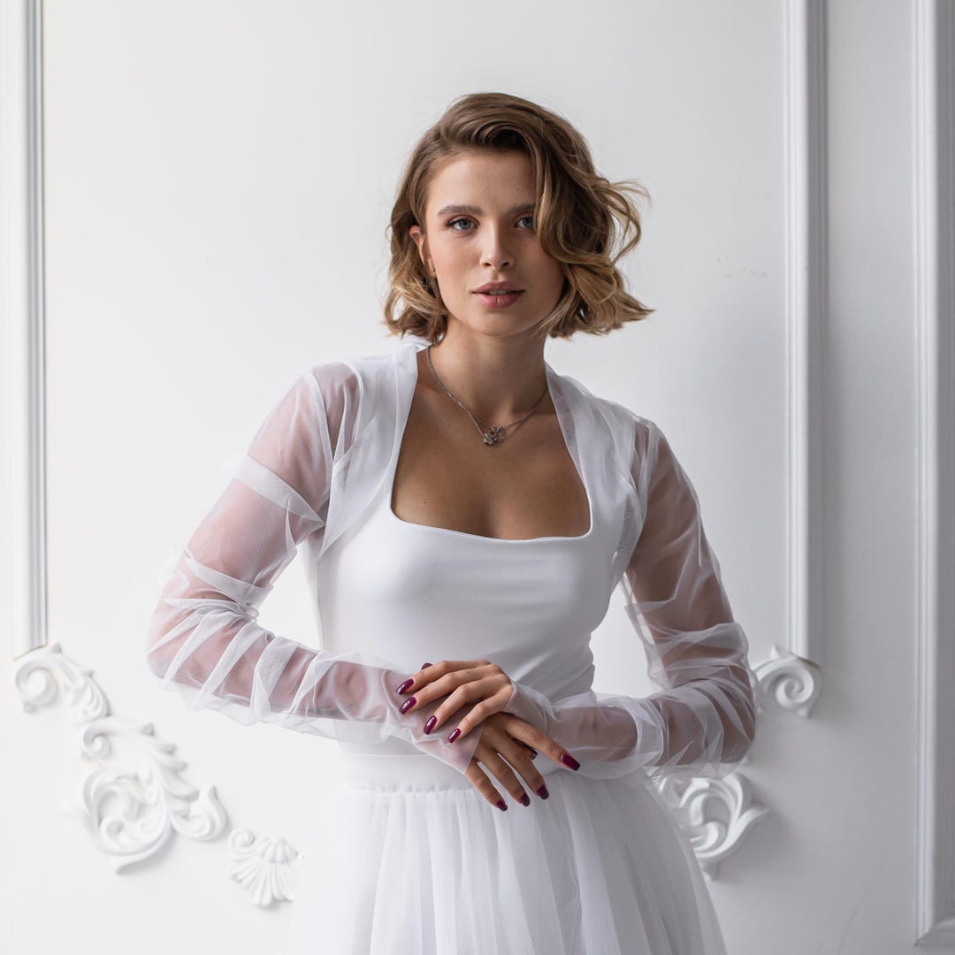 Bridal Bolero Ivory, Wedding Dress Topper Long Sleeve, Wedding Dress ...