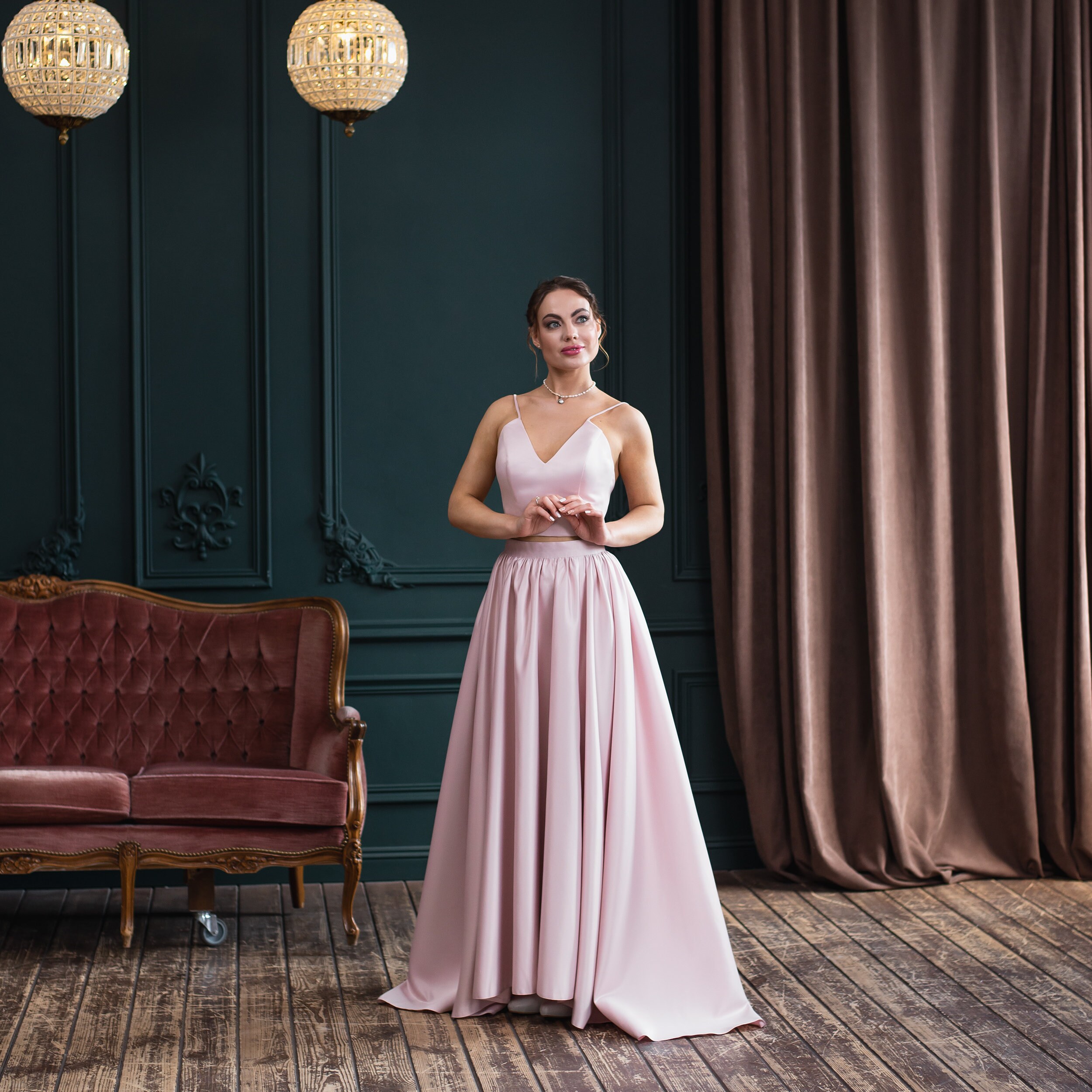 Two Piece Wedding Dress Crop Top Wedding Dress Wedding Skirt and Top