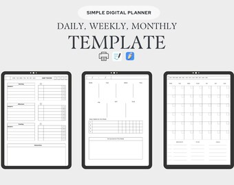 Simple ADHD Friendly Daily/Weekly/Monthly Planner - Printable & GoodNotes Compatible