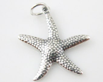 Dije de estrella de mar, Dije de estrella de mar de plata esterlina oxidada, Dije de océano, Colgante de dije de playa, Dije de mar, Tropical, 25 mm (1 pieza) SKU: 201241-OX