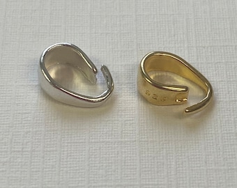 Jewelry Bail-925 Sterling Silver, Gold Over Silver or Oxidized Silver Bail-Jewelry Supplies-Simple Classic Bail-Easy To Use Bail-8.5mm
