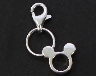 Rato para Pulseira - Pingentes de Prata Esterlina 925 - Pingente com Fecho - Pingente de Orelhas de Rato de Prata - Pingente de Pulseira com Contas de Rato - SKU: 291258