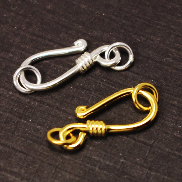 Gold over Sterling Silver Hook Clasp for Jewelry Making-Wholesale Jewelry Supplies -15mm by 6mm- SKU: 202113