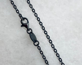 Sterling Silber Halskette-Oxidierte Sterling Silber Kette-Starke Flachkabel Kette-Fertige Halskette, Lange Halskette-26 Zoll- SKU: 601051-OX-26