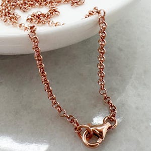 Rose Gold Rolo Necklace-Rolo Chain Necklace-Rose Gold Over Sterling Silver Finished Necklace-2mm Rolo Chain-Ready For Pendant-(16-36 inches)