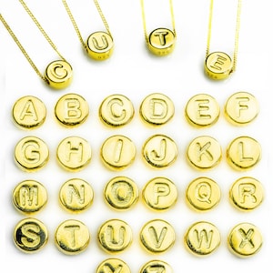 Cuentas de encanto de letra inicial de oro A-Z, cuentas de alfabeto para pulsera, oro sobre plata de ley-6 mm-joyería suministro encanto cuentas-SKU:201305-VM