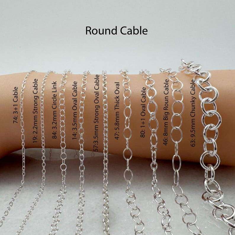 925 Sterling Silver Bulk Chains By The Foot-Permanent Jewelry-Unfinished Jewelry Making Chains-Jewelry Supplies-Over 100 Different Styles image 13