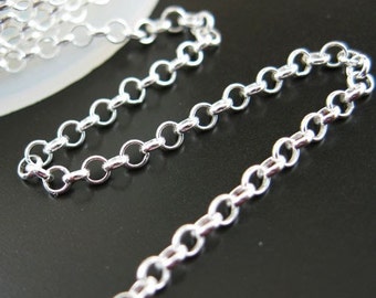 Silver Chain-Sterling Silver Chain,Sterling silver Rolo Chain,Rolo Chain-BULK Chain by the foot-2mm ( 6 feet  or 72 inches) - SKU: 101005