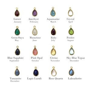 Gold Plated Sterling Silver Natural Gemstone Charms-Bezel Gem Pear Shaped Pendant-Teardrop Shape-Real Gemstones (1 pc) SKU: 201129