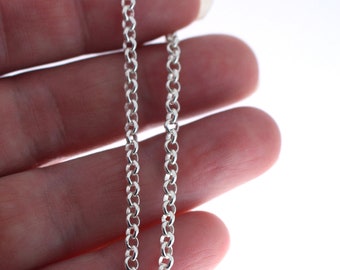 Sterling Silver Chain,Silver Bulk Chain by the foot-Jewelry Making-Rolo Chain 3 mm (UP to 30% off)Jewelry Supplies Wholesale-SKU: 101062