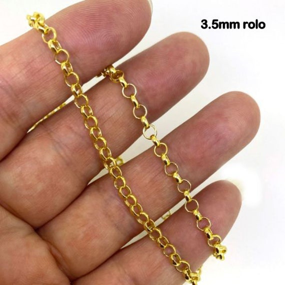 Sterling Silver Chain-3.2mm Diamond Cut Rolo Chain - Unifinished Bulk Chain  (sold per foot).