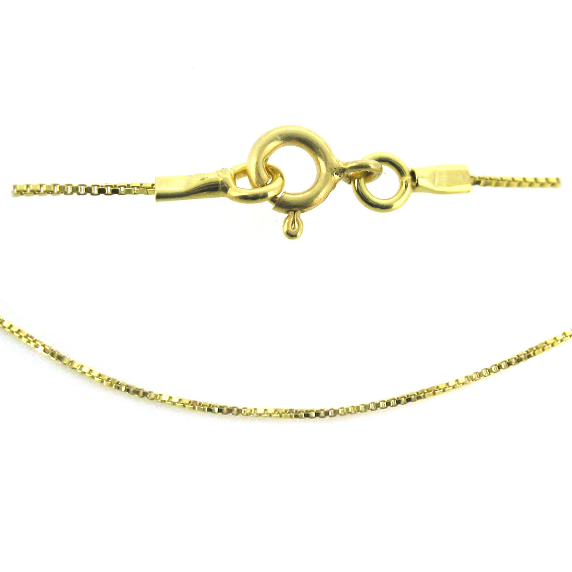Gold Over Sterling Silver Tiny Box Necklace-0.8mm Tiny Box Chain