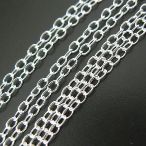 Sterling Silver Chain,Sterling Silver Bulk Chain,Silver Chain Wholesale,Small Round Cable Chain-2mm,by the foot (3 feet )- SKU: 101020