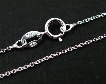 925 Sterling silver Chain Necklace-Tiny Plain Cable Oval-Long Necklace - Finished Necklace-Ready to Wear - 36 inches (1 pcs)-SKU: 601009-36
