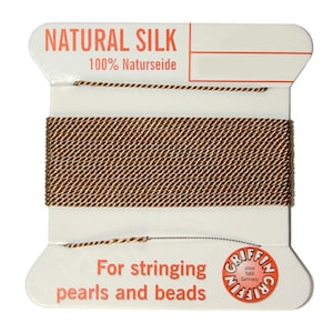 Griffin Silk Beading Cord with Needle - 2 Meters - Size 6 - 0.70mm Diameter - Beige - Stringing Beads, Pearls, etc.  - SKU:501037-BEI6