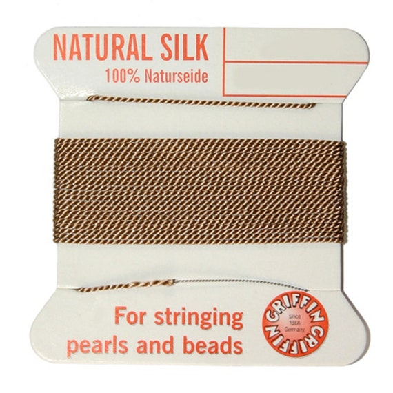 BEIGE SILK STRING THREAD 0.70mm FOR STRINGING PEARLS /& BEADS GRIFFIN SIZE 6