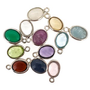 Ciondoli in argento sterling con pietre preziose naturali - Ciondolo con castone in argento - Pietra preziosa con castone - Pietre portafortuna di forma ovale - Pietre preziose vere - Pietre portafortuna naturali - 1 pezzo