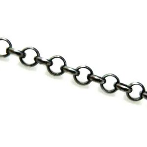 Oxidized Sterling silver Chain, Rolo Chain-2mm rolo silver chain ,Unfinished Bulk Chain, by the foot ( 36 inches or 3 feet ) SKU: 101005-OX