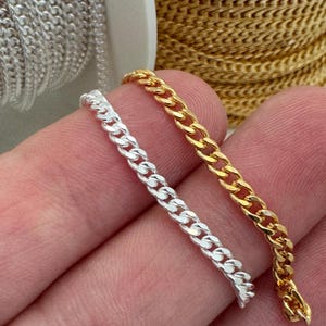 Solid Curb Chain-Chain By The Foot-Bulk Chain-Unfinished Jewelry Making Chain-Permanent Jewelry Supplies-Unfinished Curb Chain-Bulk Supplies